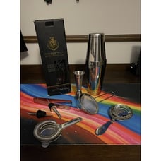 9-Piece Bartender Kit Boston Cocktail Shaker Bar Set by VinoBravo : 2 Weighted