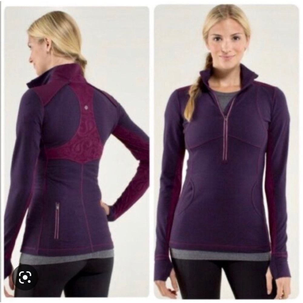Lululemon Sweatshirt Star Runner Pullover Hyper Stipe Paisley Plum Size 2/4?