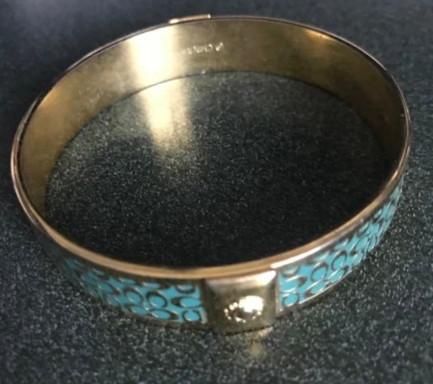 Coach Signature C Gold Bangle Bracelet 0.5”