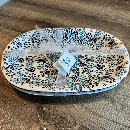 Set of 2, AYDIN Homeware Handpainted in Turkey Oval Platter