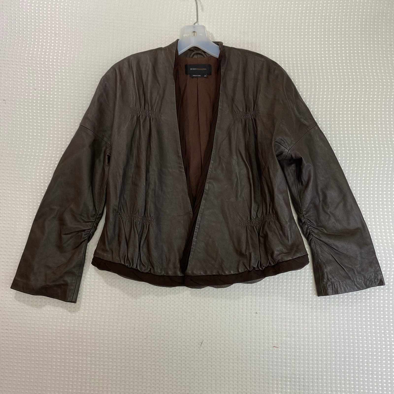 Bcbg Maxazria Jacket Womens M Genuine Leather Cropped Open Front (1M)