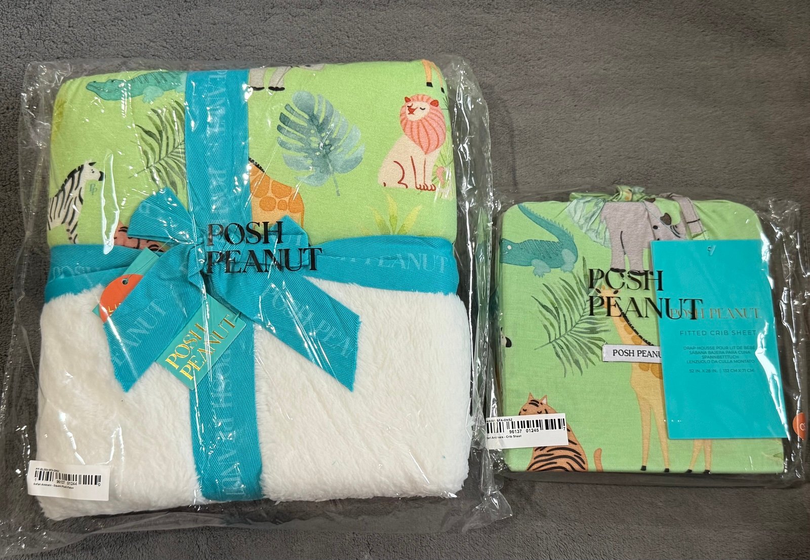 Posh Peanut Safari Animals Plush Patoo® Bamboo Blanket & Crib Sheet