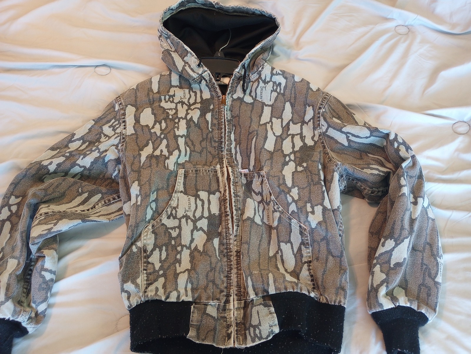Vintage 90s Carhartt Trebark Camo Zip Hooded Jacket Mens Size S Union Made JR379