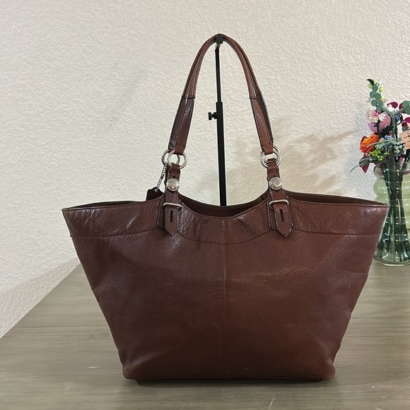 Coach Carley Bleecker F16174 Brown Pebble Leather Satchel Hand Bag