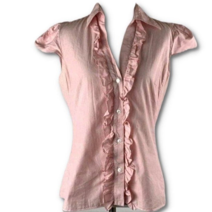 Carolina Herrera top size 8 pinstriped ruffled