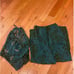Victoria’s Secret Silk Two-Piece Set Top & Pants Green Outfits Leopard Sz Small