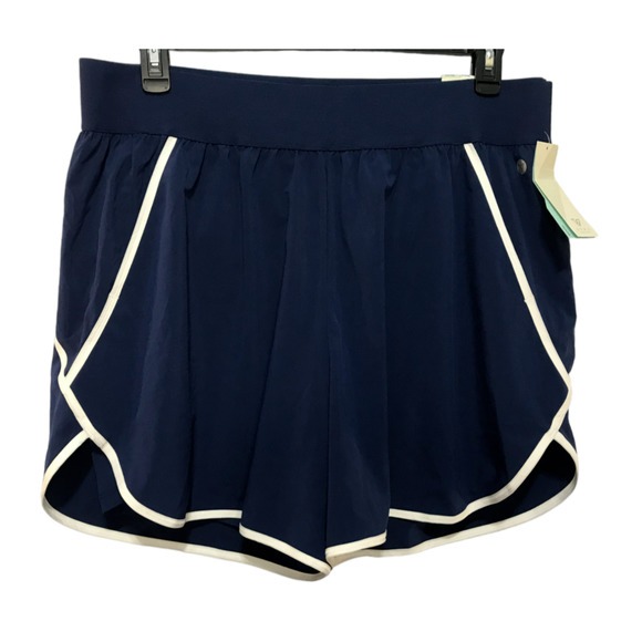 LIVI Active Lane Bryant Navy Blue White Shorts Workout Moisture Wicking New