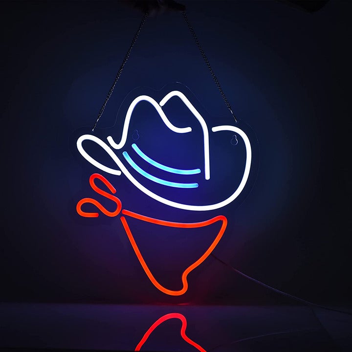Cowboy Hat Neon Sign Beer Bar Home Art Man Cave Neon Light Handmade