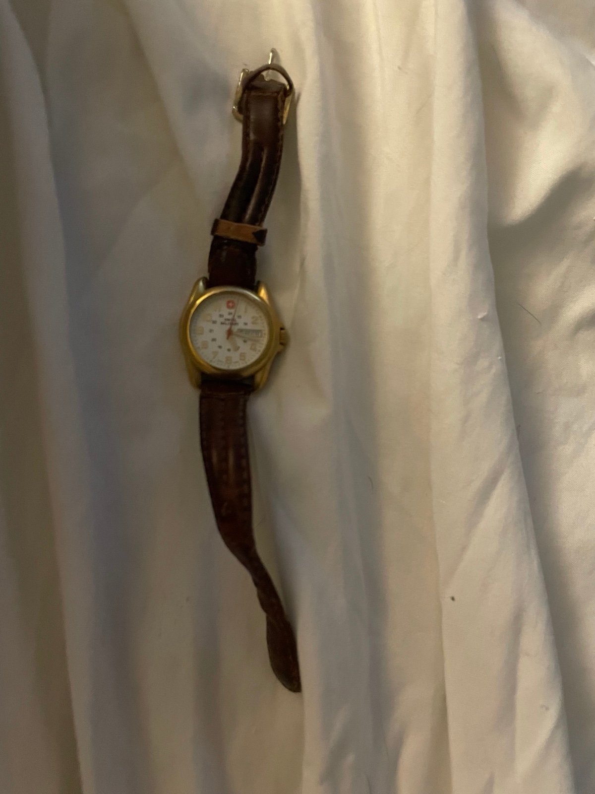 Swiss Military Gold-Tone Watch with Brown Leather Band