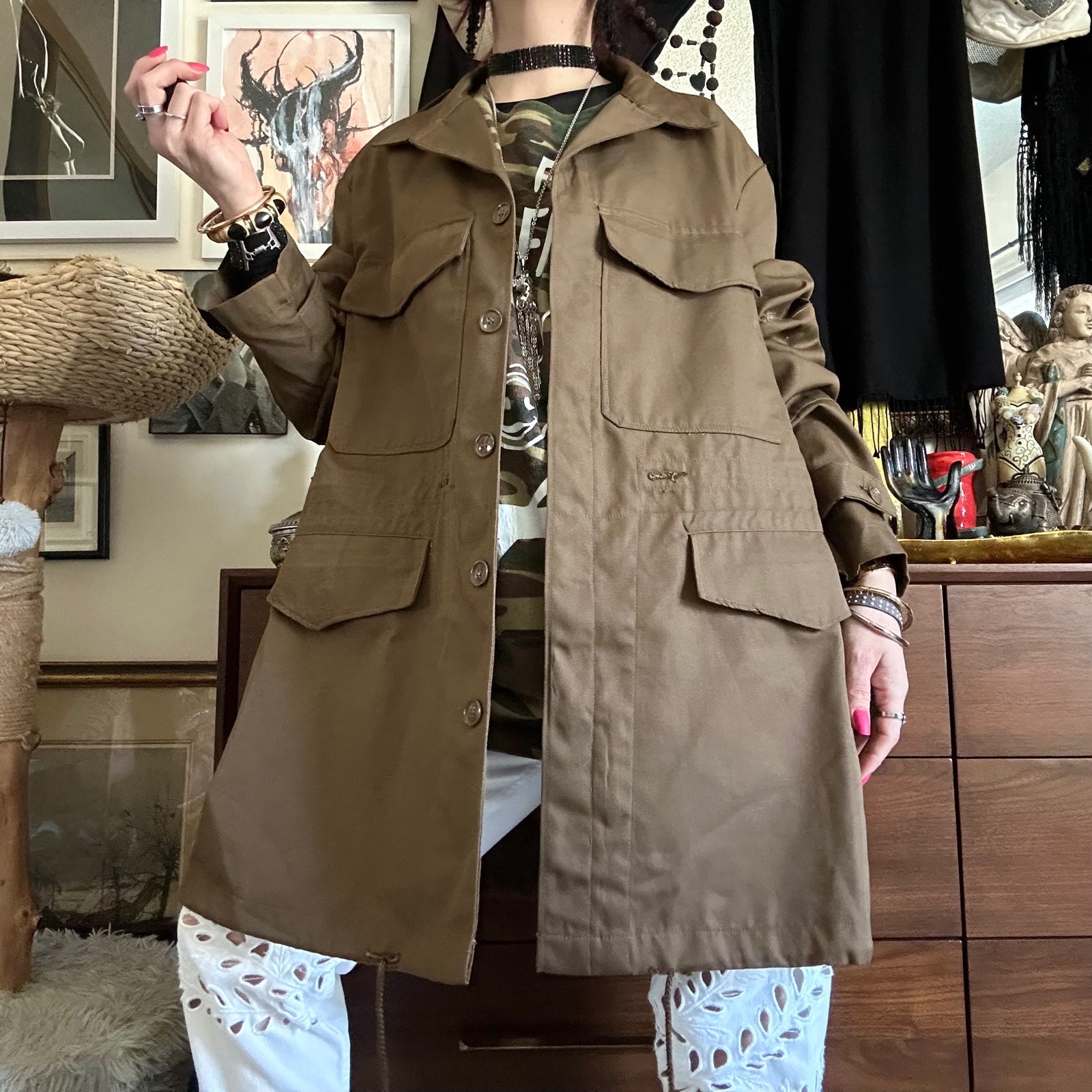 vintage 1975 durban clothing mnfrs midweight brown canvas military field jacket