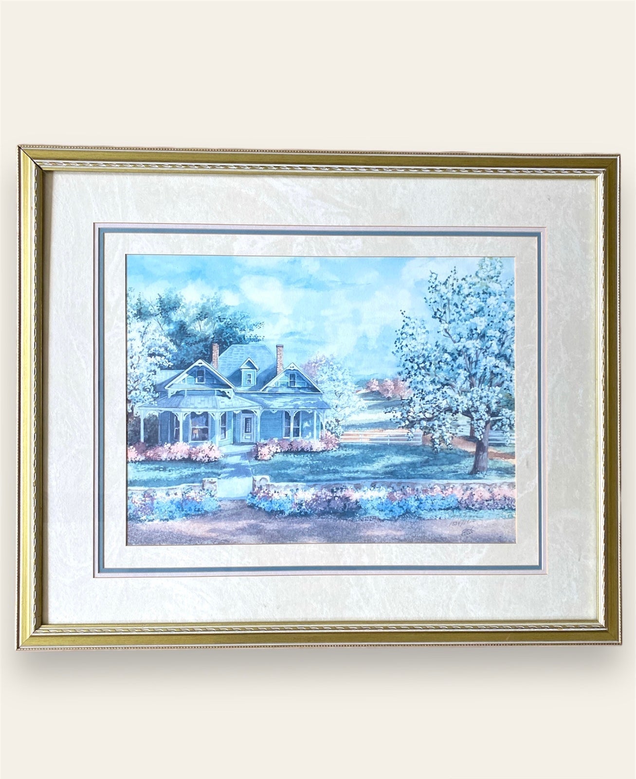Joy Evans Artist Signed Framed & Matted Vintage Lithograph Victorian Bloom RARE