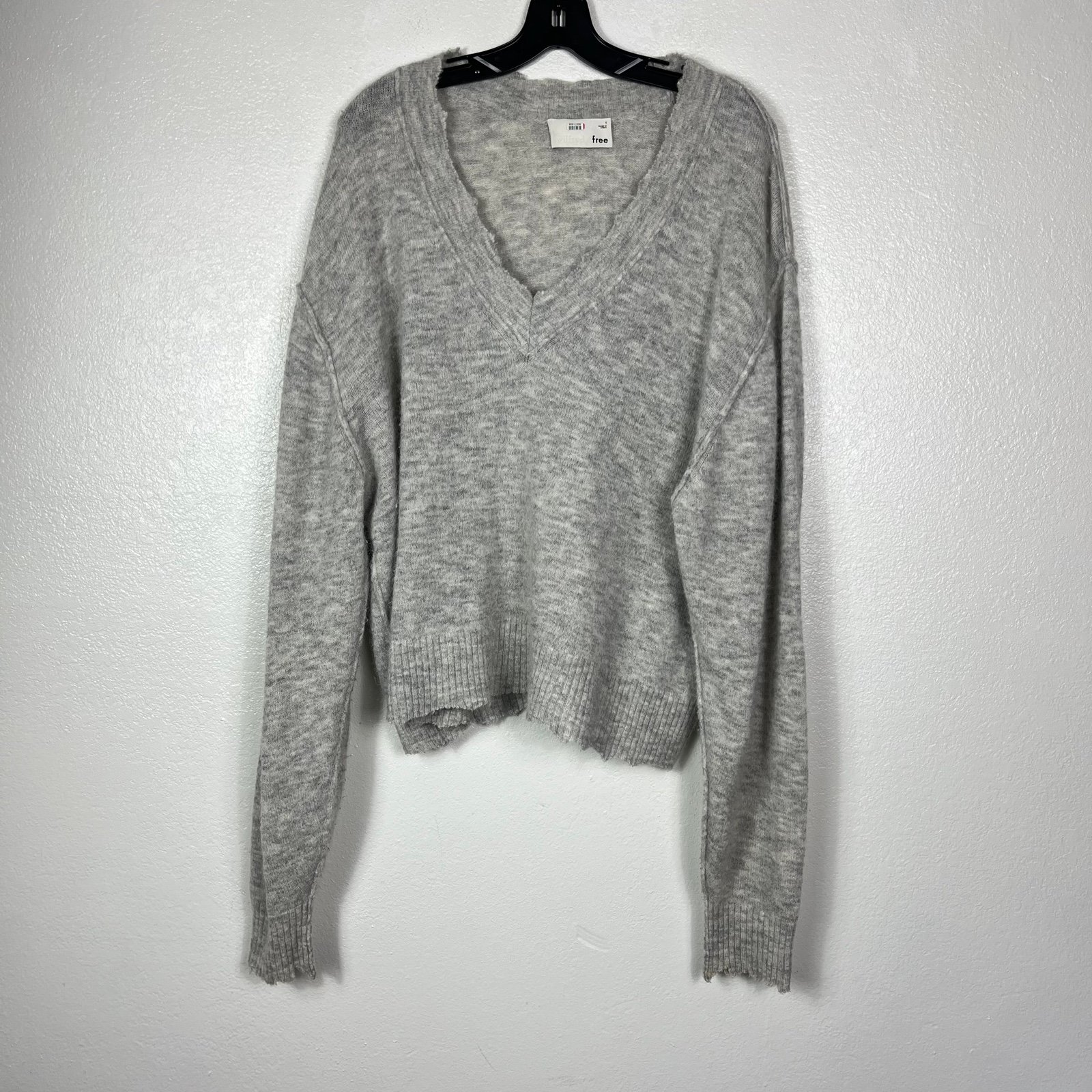 Aritzia Wilfred Free Alpaca Blend Grey jumper Sweater V-neck 1X oversized
