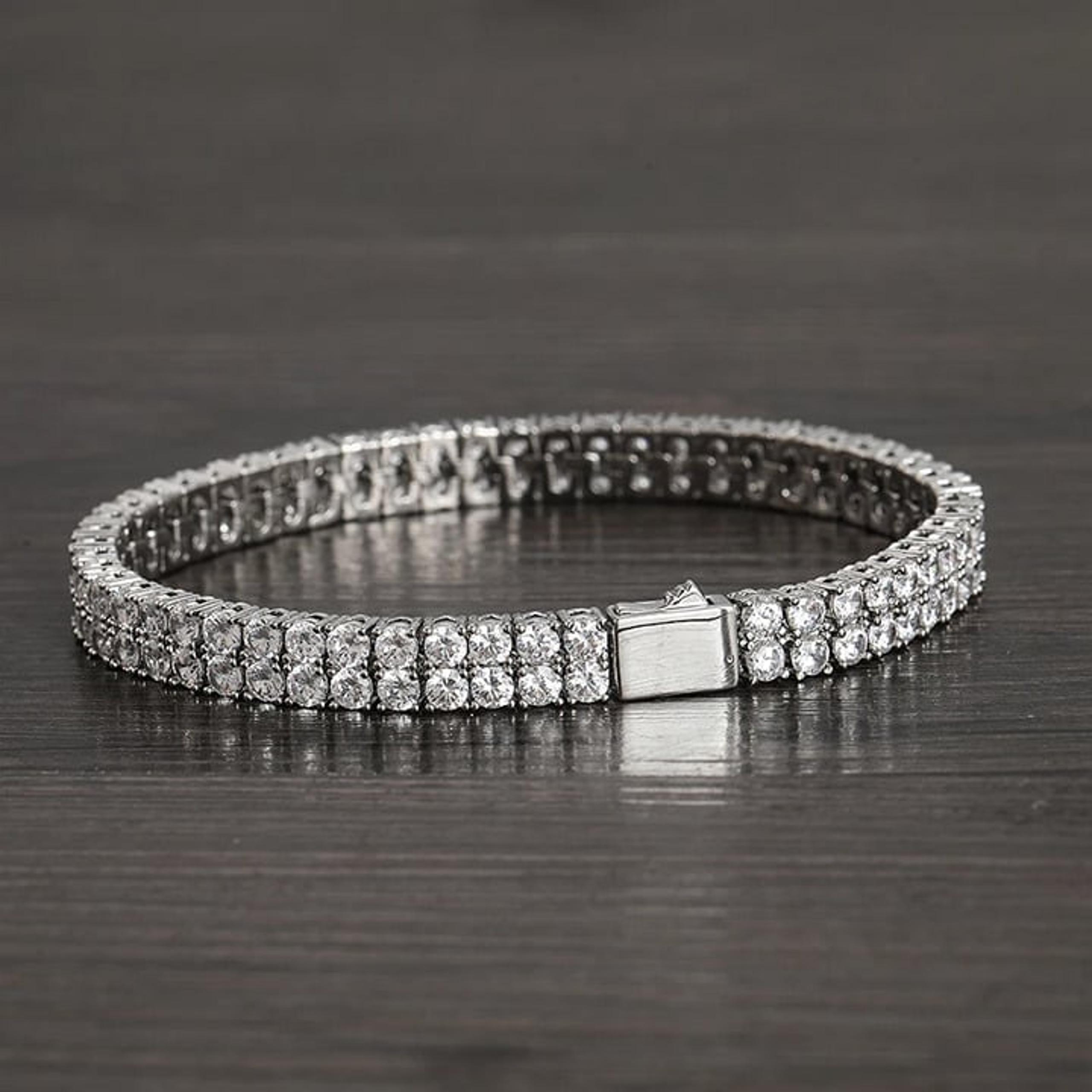 2ct Diamond 7" Womens 2 Row 14K White Gold Tennis Bracelet 14 K Silver Jewelry