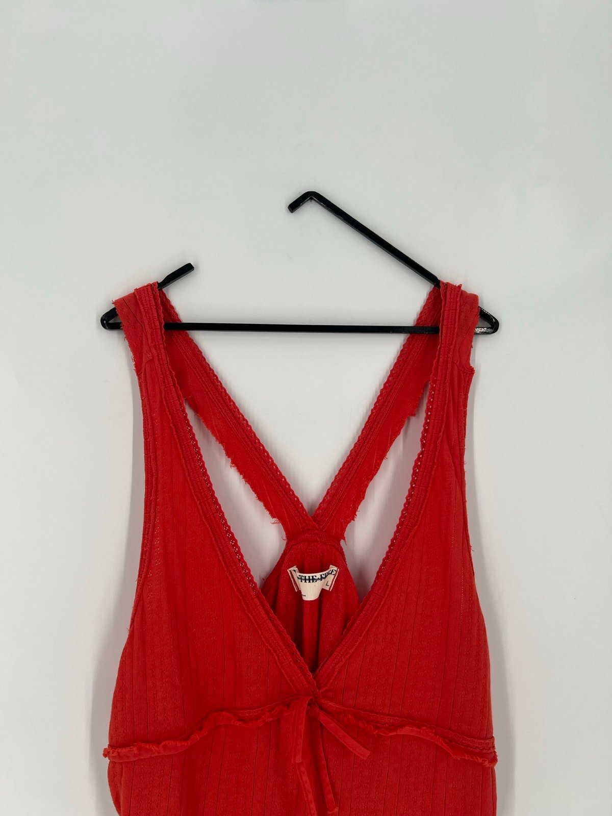 We The Free Day One Dainty Bow Lace Tank In High Risk Red