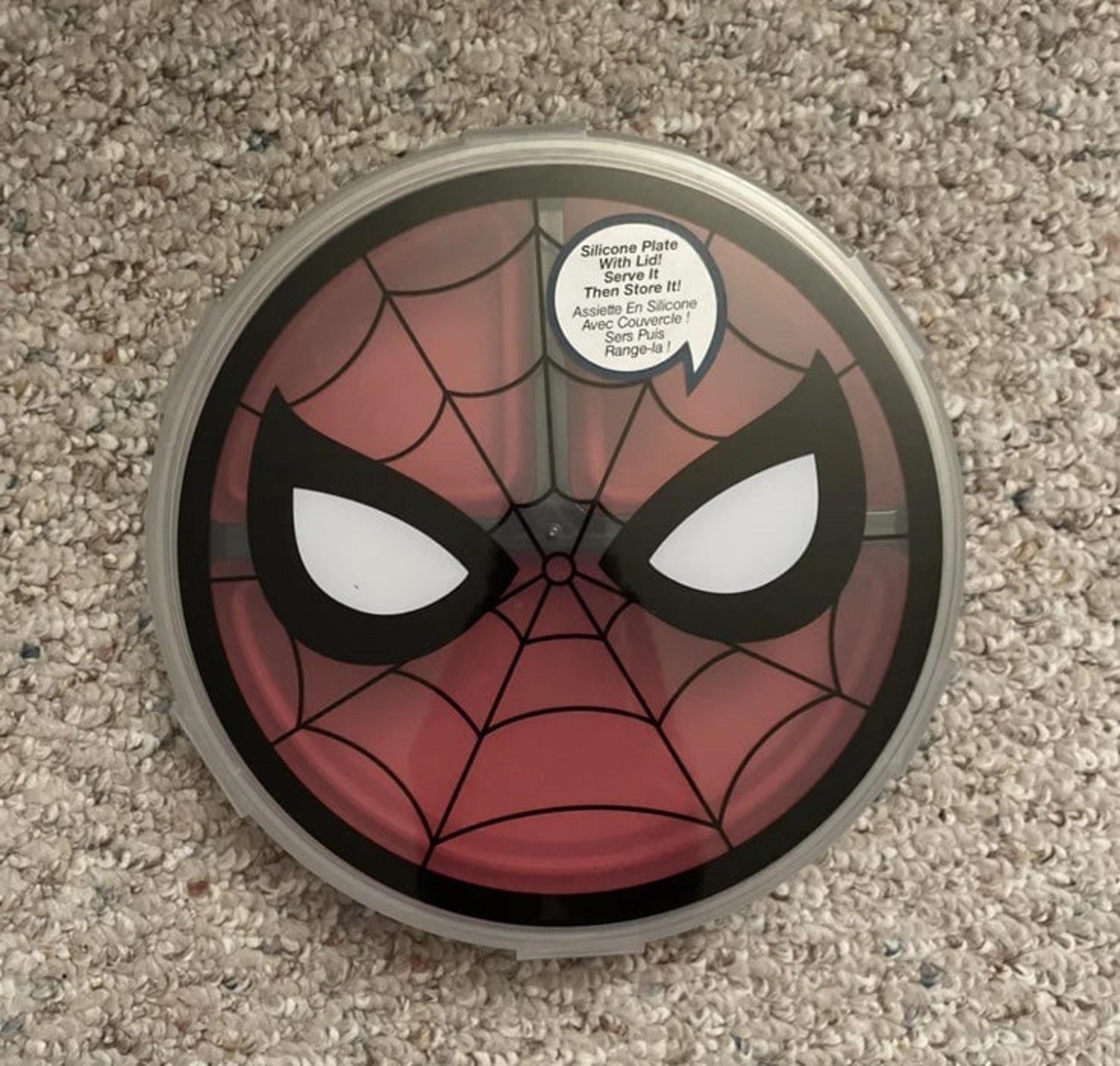Disney Store Authentic Marvel Spider-Man 9” Plate and Lid Preowned