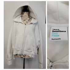 Aritzia tna Zip Up Crop Hooded Sweater XL Boyfriend Fit Cozy Fleece Hoodie