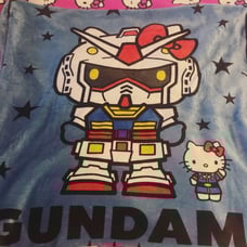 Blue Gundam Hello Kitty throw blanket