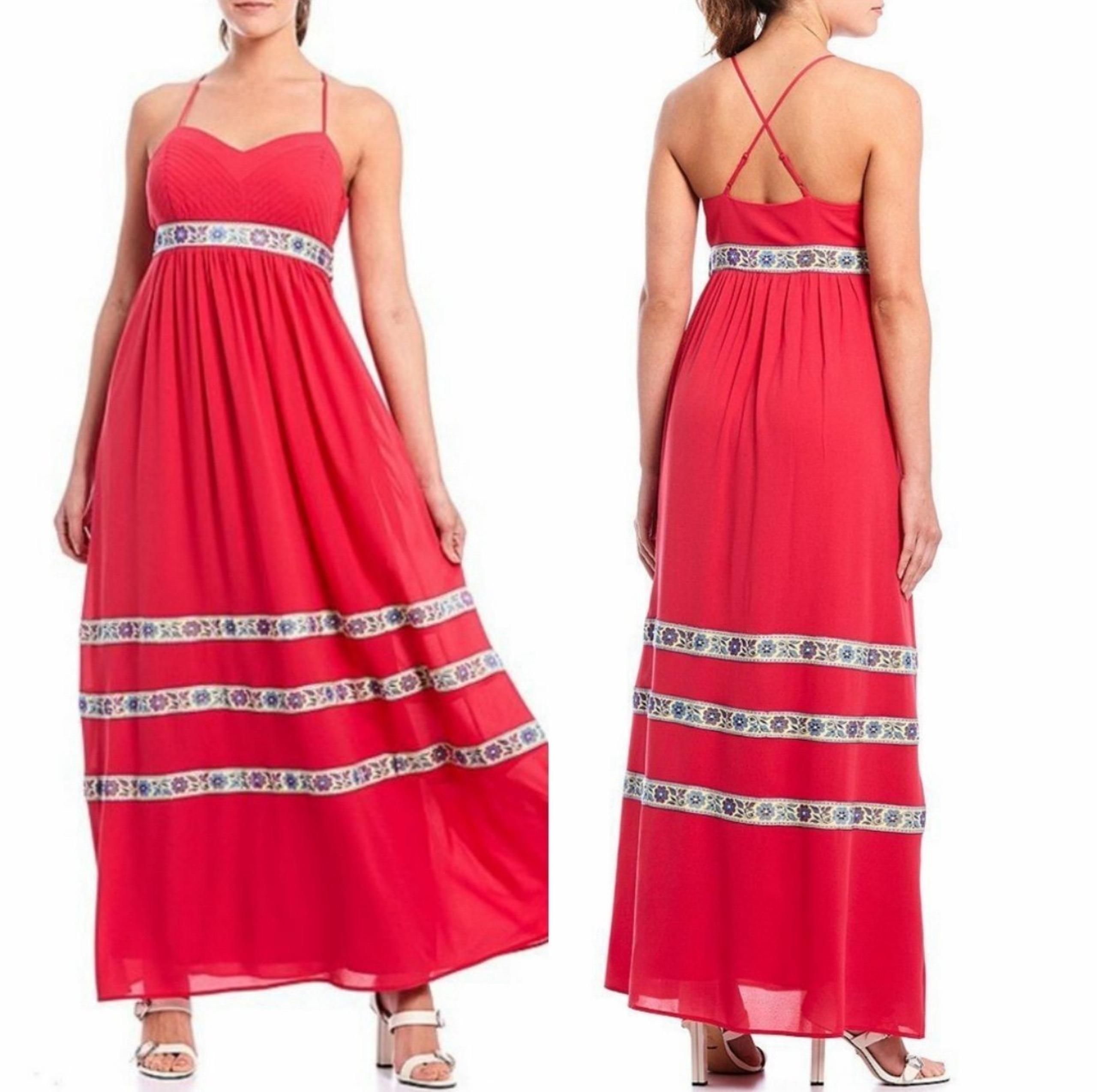 Badgley Mischka Maxi Dress Size 2 Francine Floral Embroidery