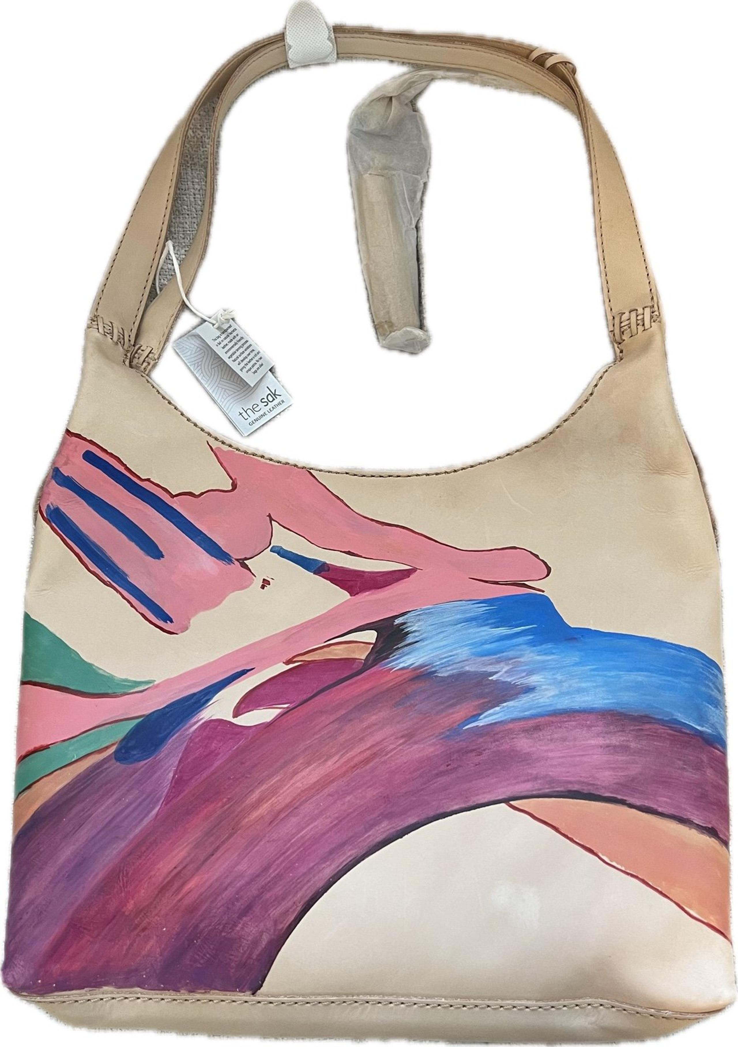 The Sak Huntley Azalea Hand Painted Signed Exclusive Tote Genuine Leather NWT