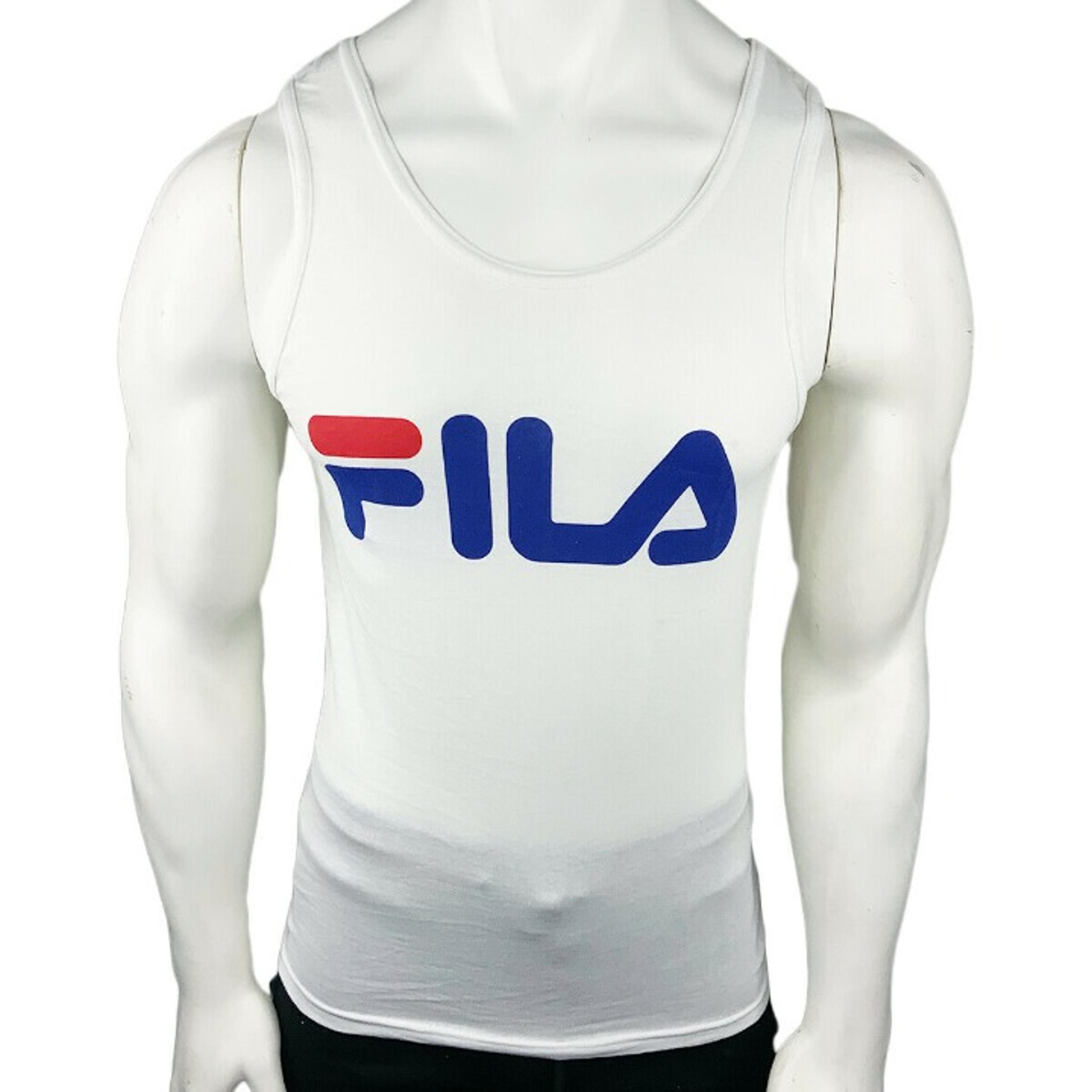 NWT FILA AUTHENTIC MEN'S WHITE CREW NECK SLEEVELESS TANK TOP T-SHIRT SIZE S