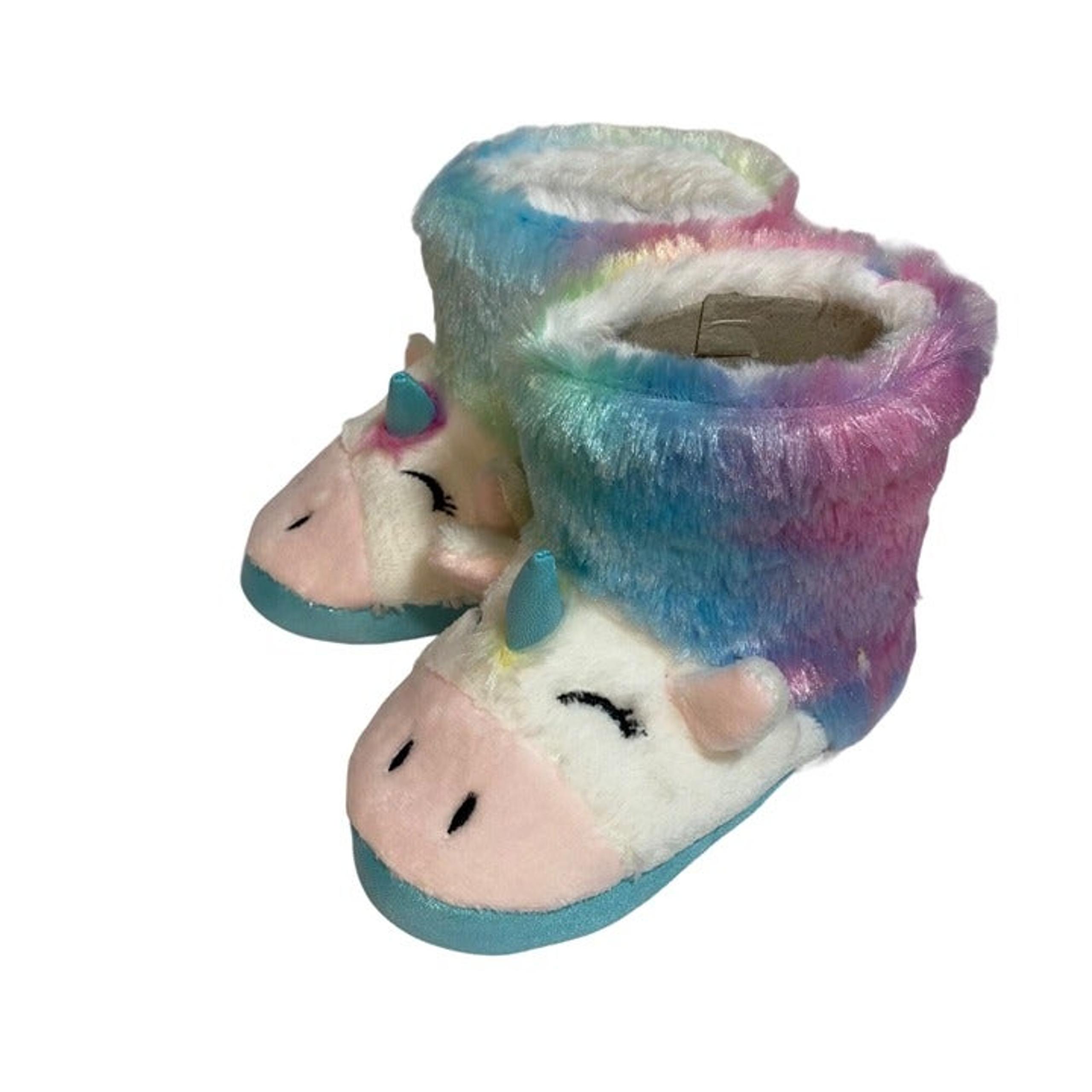 Totes Kids Faux Fur Unicorn Boots with Non Slip Rubber Soles Size 7-8