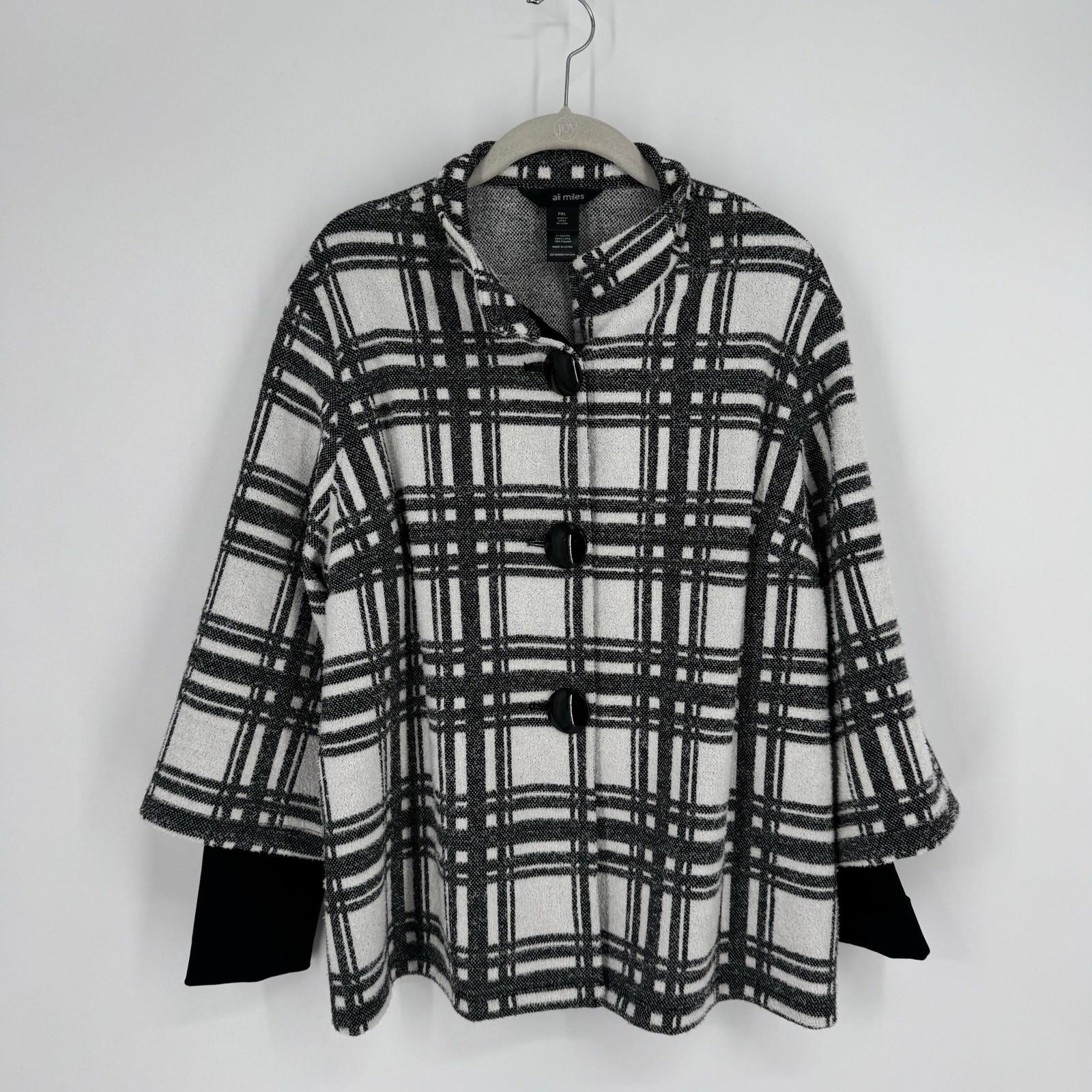 Ali Miles sweater PXL black white check artsy oversized office career work