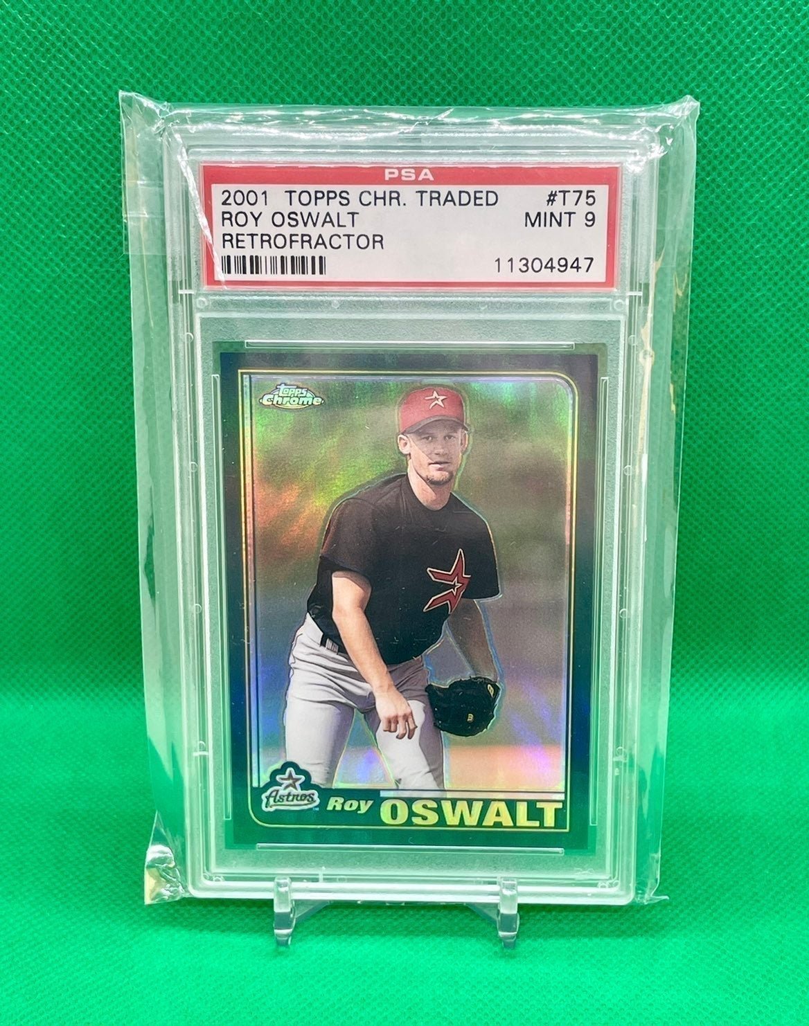 2001 TOPPS CHROME TRADED ROY OSWALT RETROFRACTOR ROOKIE RC PSA 9 MINT