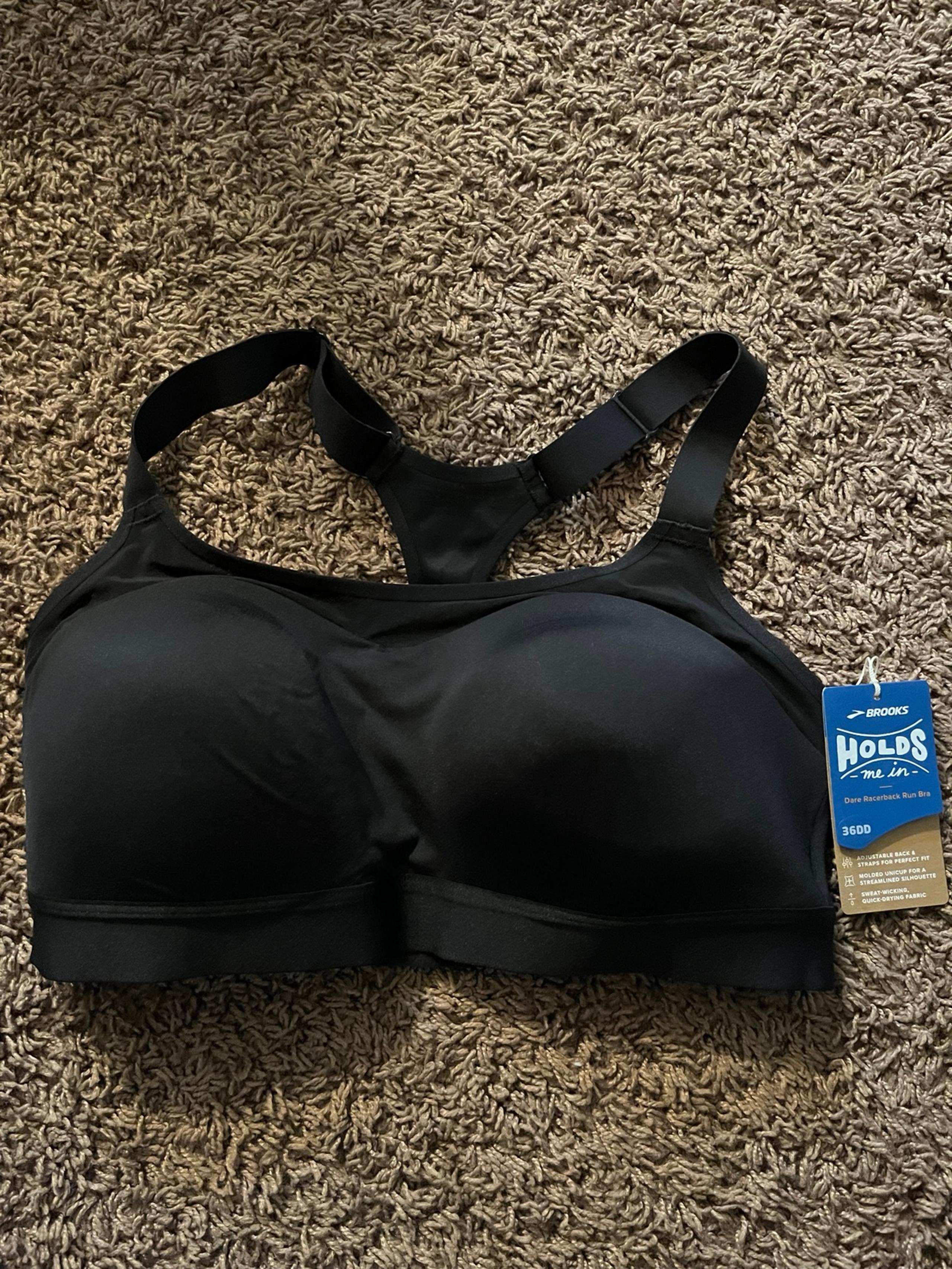 Brooks Dare Racerback Run Bra Running Sports Bra Womens Size 36DD Black - NEW