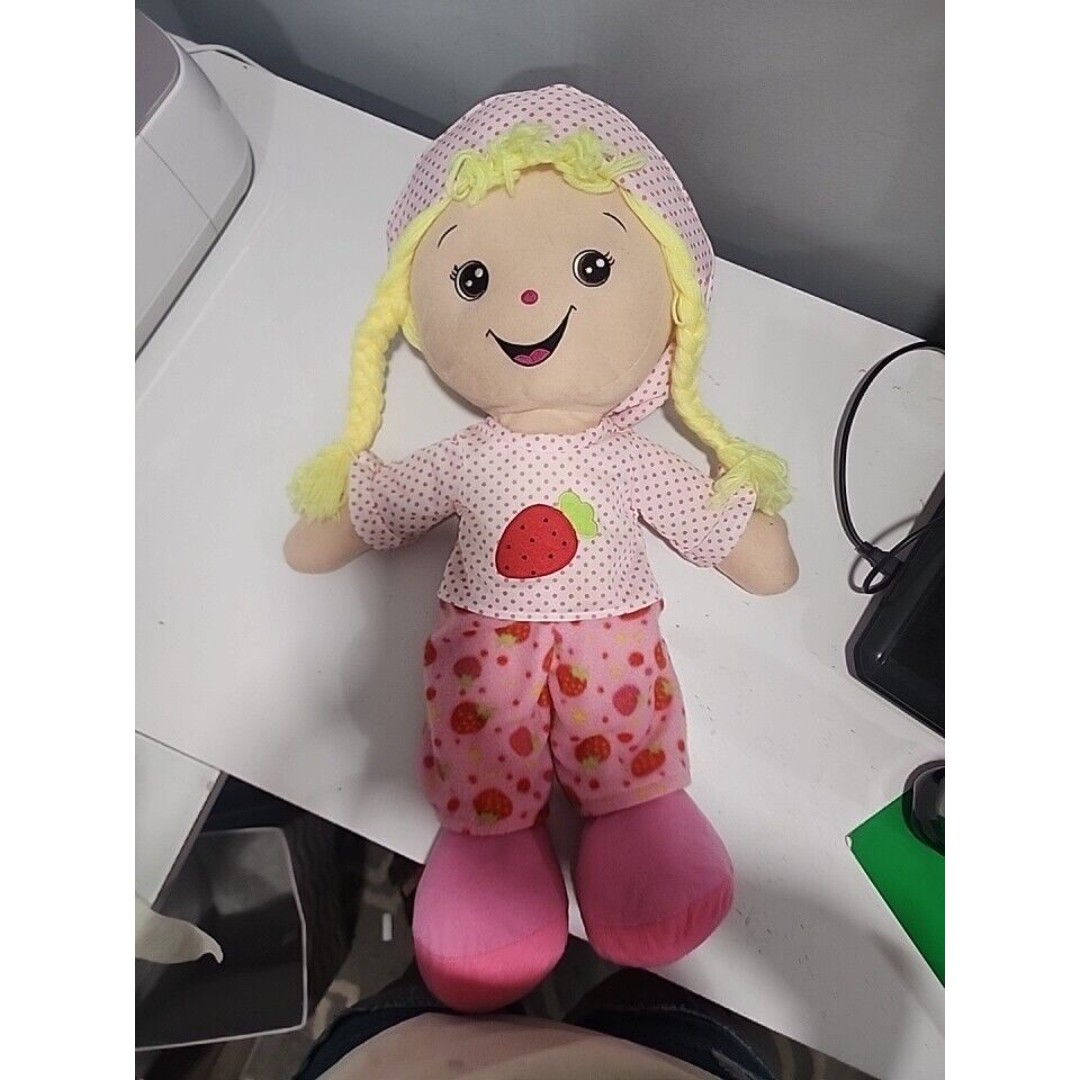 Strawberry Shortcake Plush Stuffed Pink Overalls Rag Doll Pillow Giant Large 28