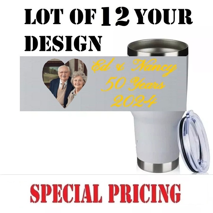 12 Custom Anniversary Photo Memory 30oz Insulated Travel Tumblers 17.99ea