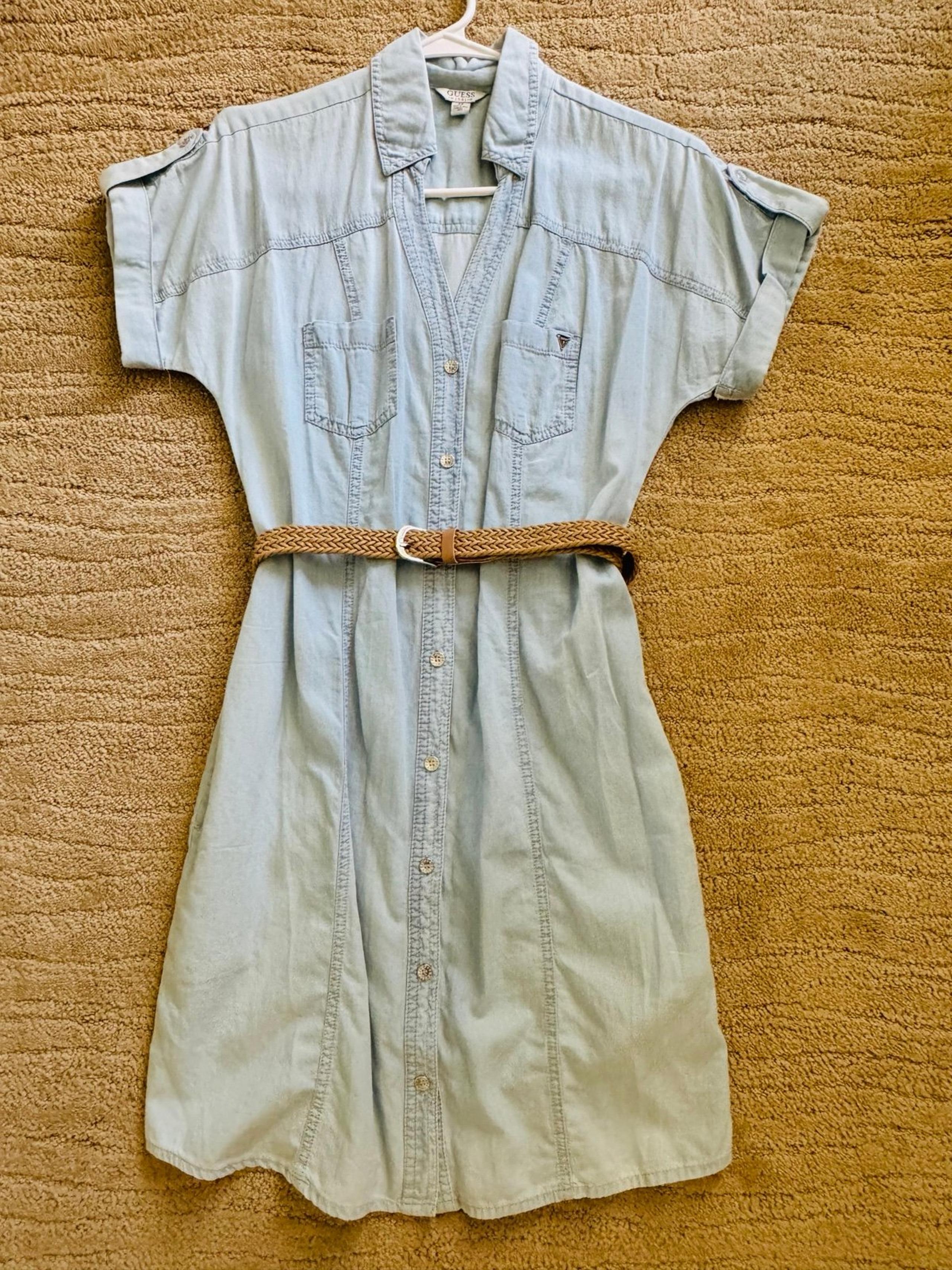 New Guess Denim Short Sleeve Shirt Dress Size S/P