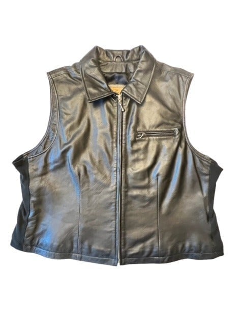 Women's Soft Leather Vest REDHEAD Large / XL Zip Up Moto OUTDOOR Biker BOHO EUC