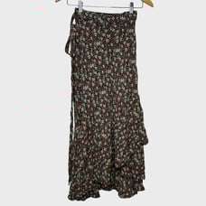 Reformation Annaliese Floral Wrap Midi Skirt | Small Ruffle Asymmetrical Ditsy