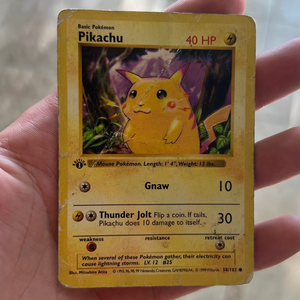 Pokémon TCG Pikachu 1ST EDITION SHADOWLESS RED CHEEKS 1999 Base Set 58/102 Rare