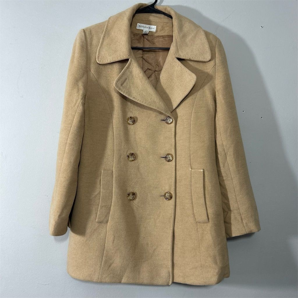 Katherine Kelly Women's Double Breasted Camel Hair Overcoat Size 8 Brown