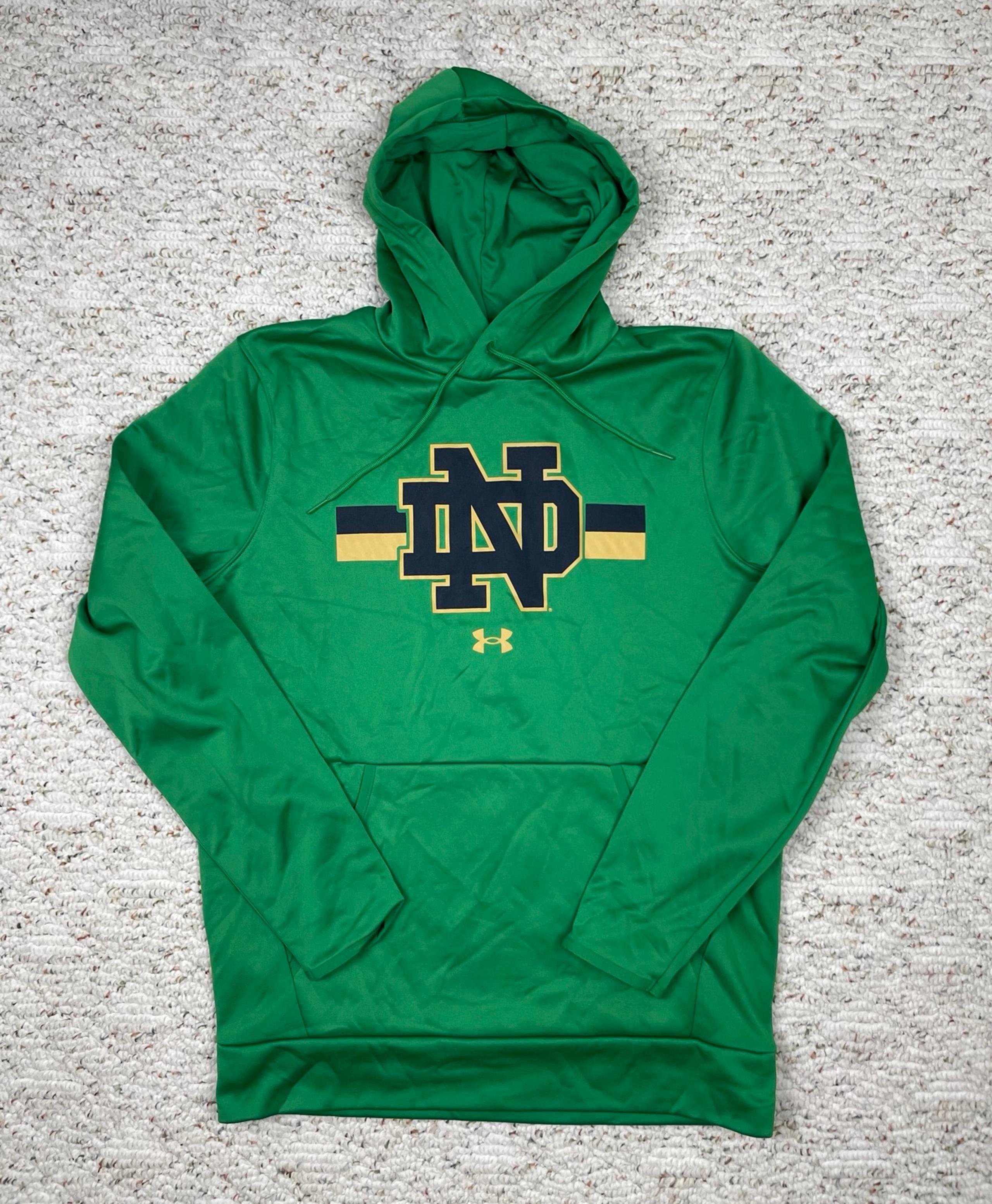 Sz Med Men’s Under Armour Notre Dame Fighting Irish Pullover Hoodie Green NWOT