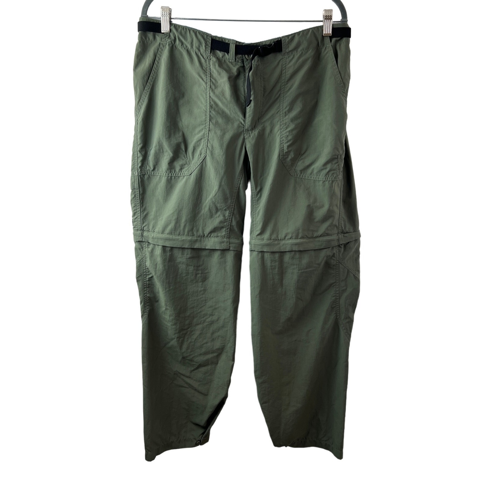PATAGONIA Olive Green Hiking Convertible Pants Straight Leg Zip Fly Size Large L