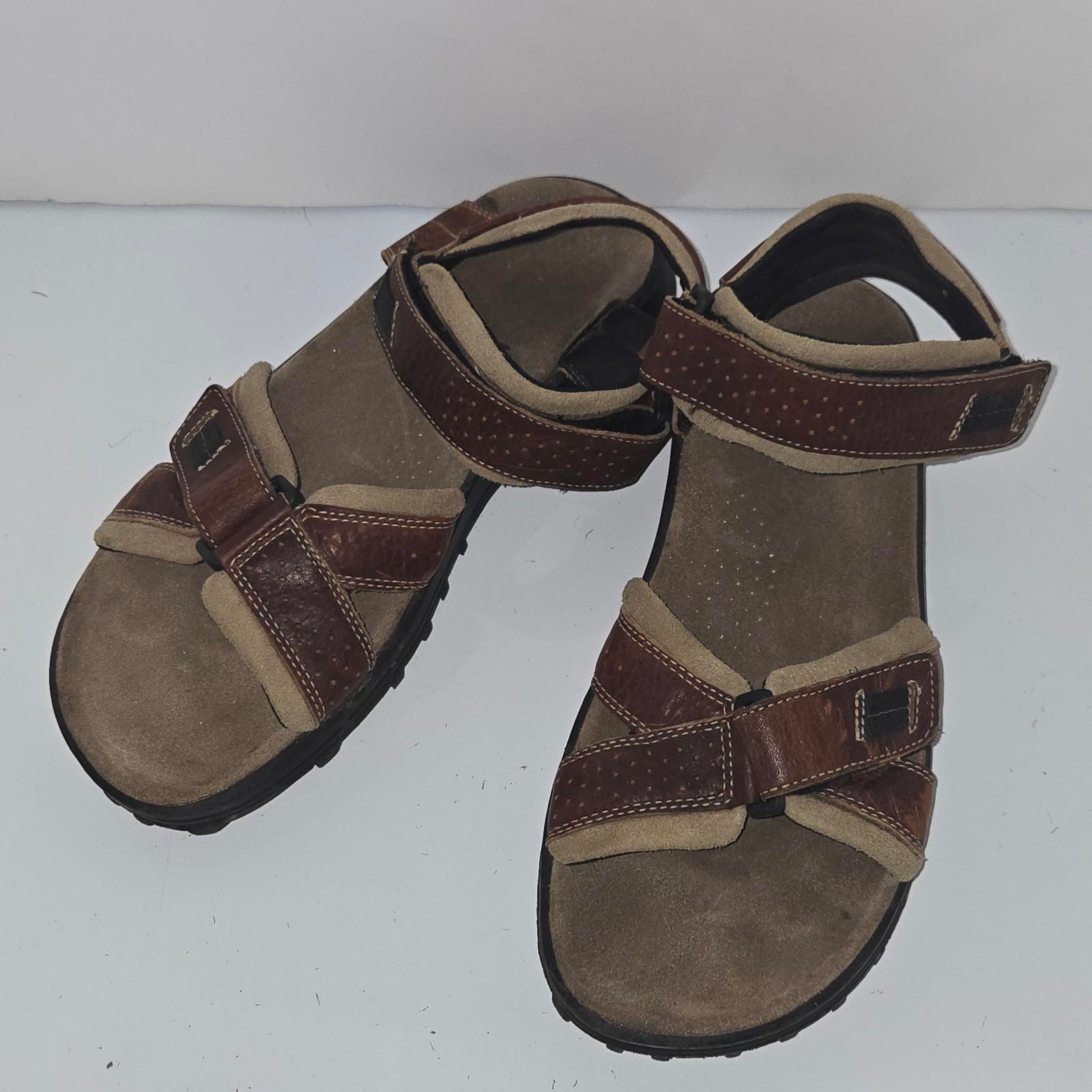 0322 Clarks Men's Brown Leather Double Strap Sport Sandals Size 9M