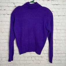 VTG 80's Carson Pirie Scott Women's Purple Lamswool/Angora Turtleneck Sweater L