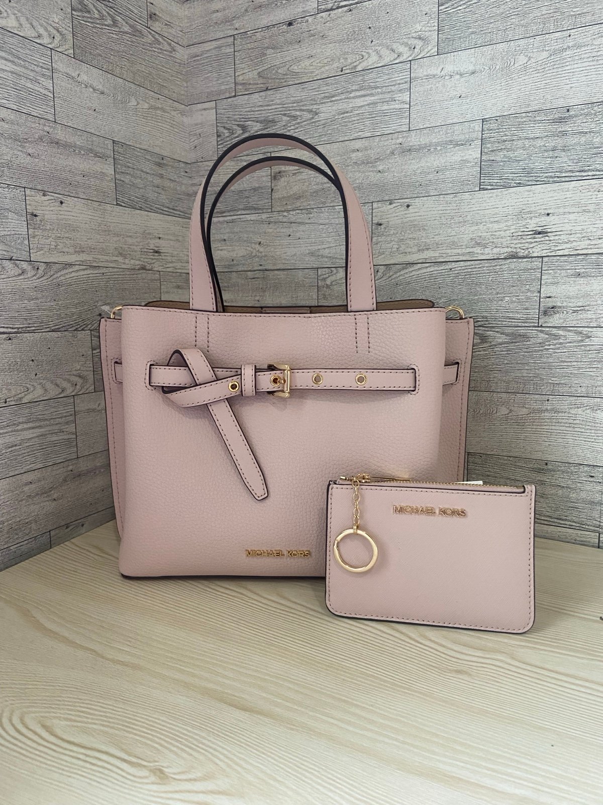 Michael Kors Powder Blush Emilia Satchel and Coinpouch