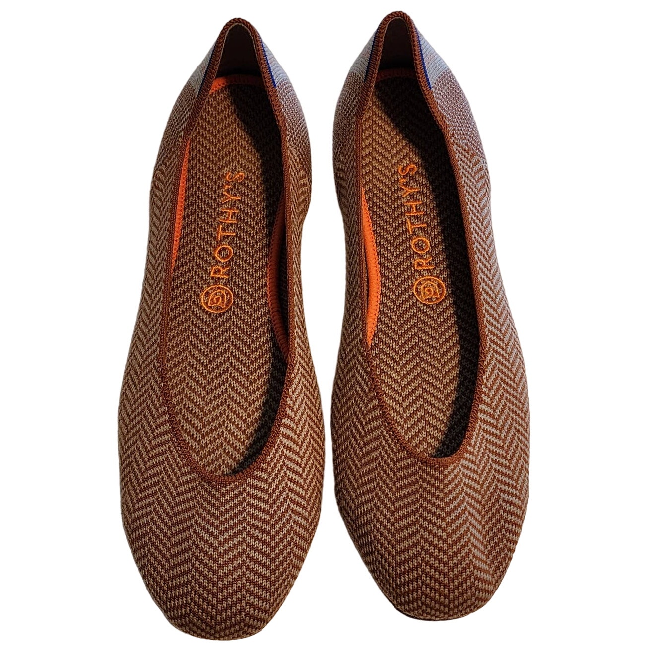 Rothy's Cognac Chevron Wool Blend The Square Ballet Flat Size 11