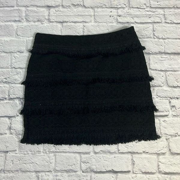 Anthropologie HD in Paris black eyelet fringe skirt