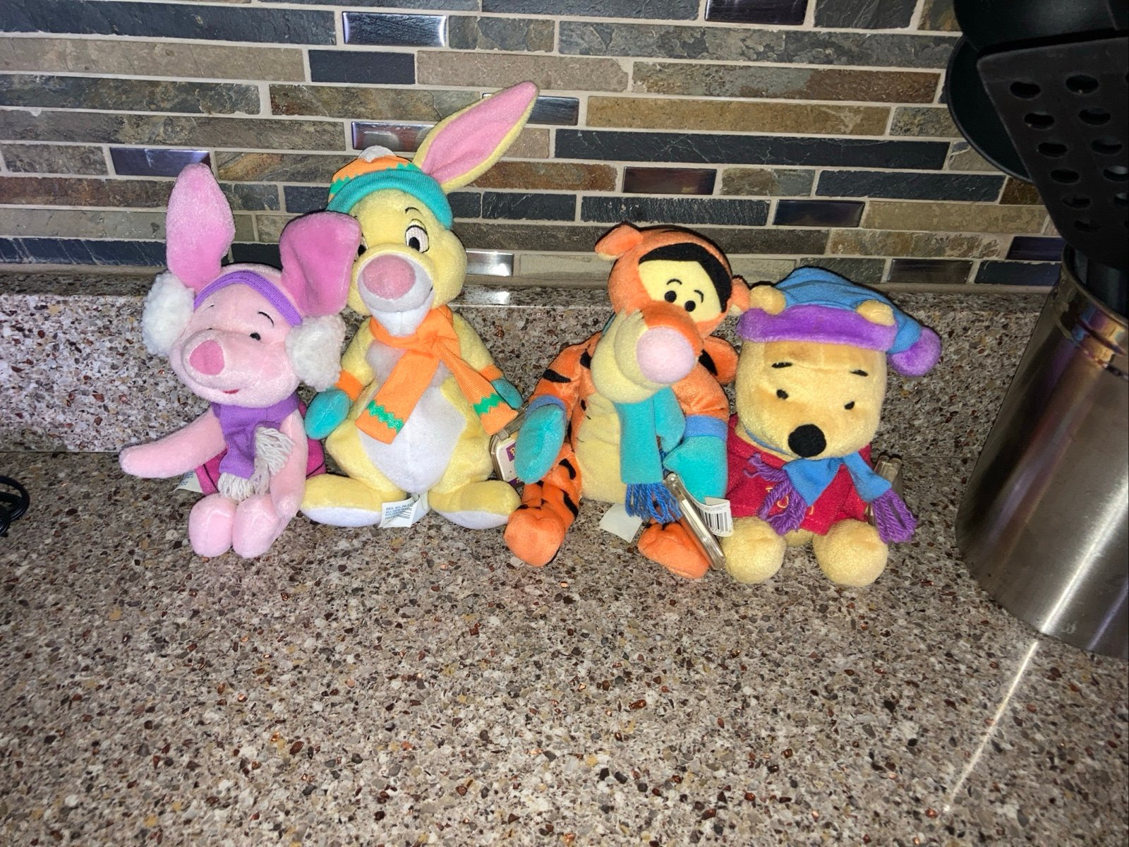 Rare Mattel Star Beanie Winter Pooh, Tigger, Piglet, Rabbit Bean Bag Plush Set