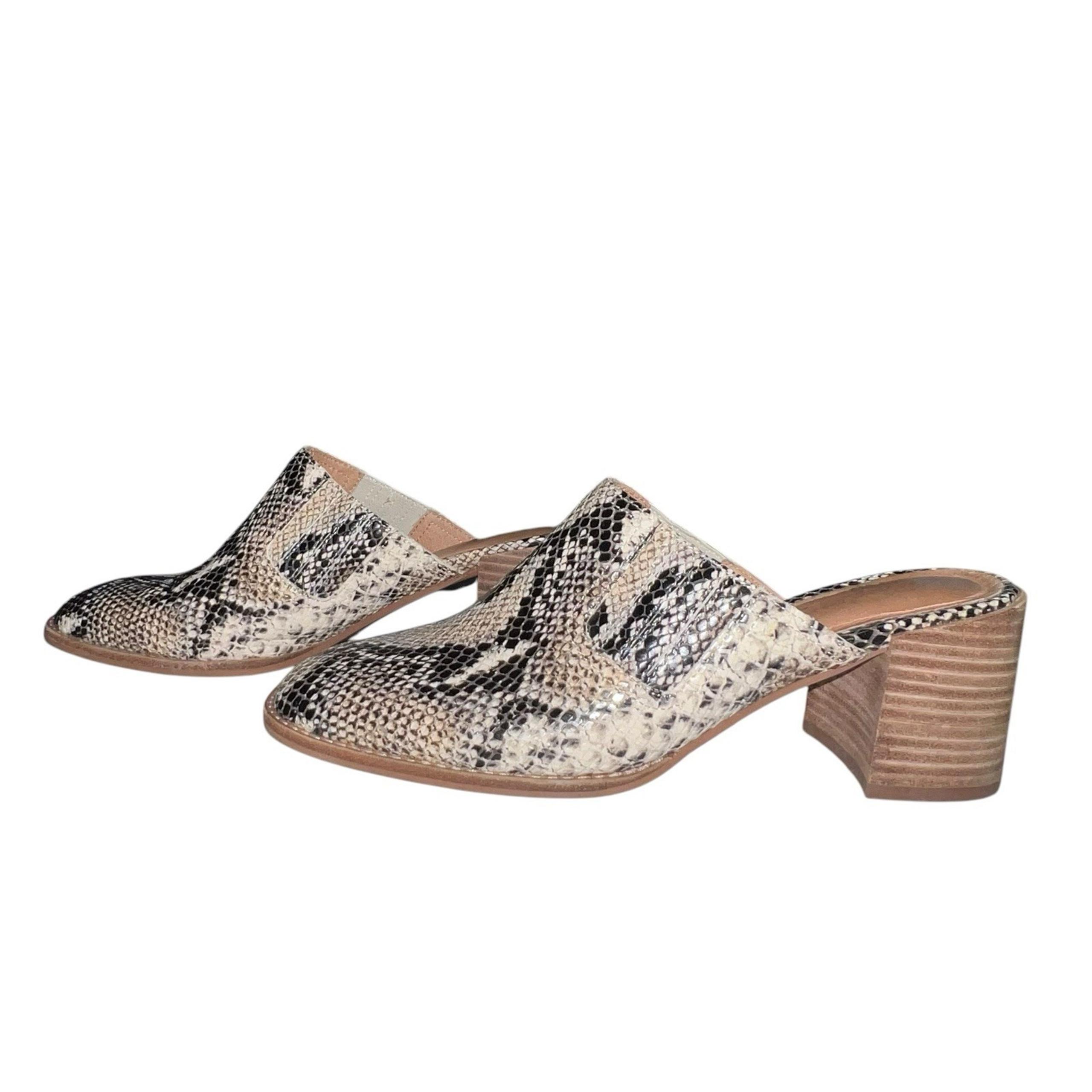 Madewell Women The Carey Mule Snake Embossed Leather Western 8 Moonstone Multi