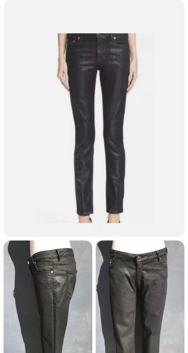 ROBERTO CAVALLI COATED SKINNY FIT 5PCKT BLU SCURO BLACK JEANS SIZE 44