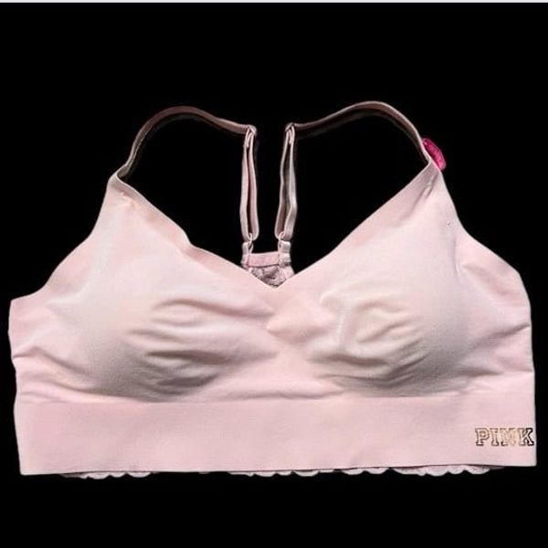 Victorias Secret Pink BONDED Lace Back Lined ( Padded ) Bralette bra Pink L