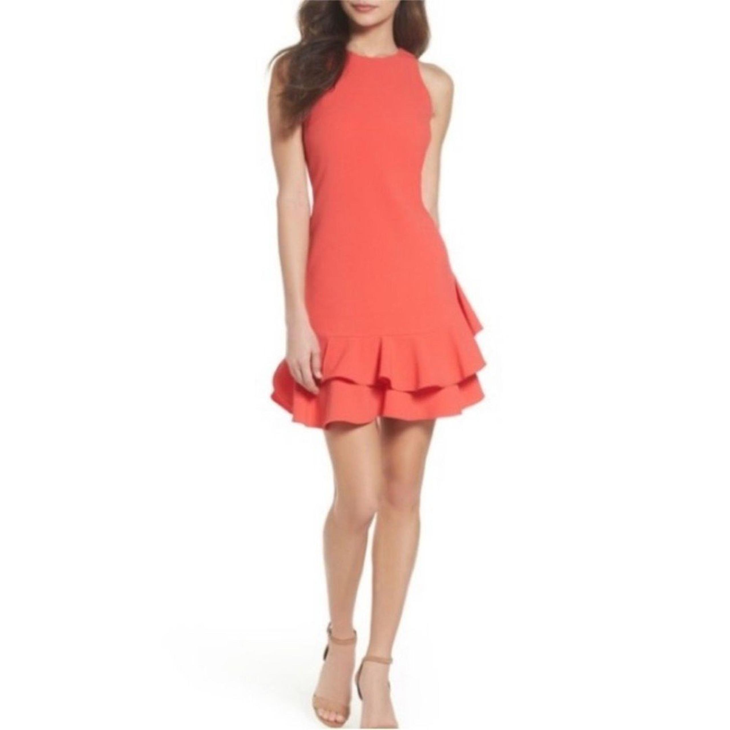 CHELSEA28 Women's Dress NEW Coral Spice Ruffle Hem Dress, size 6 NWT