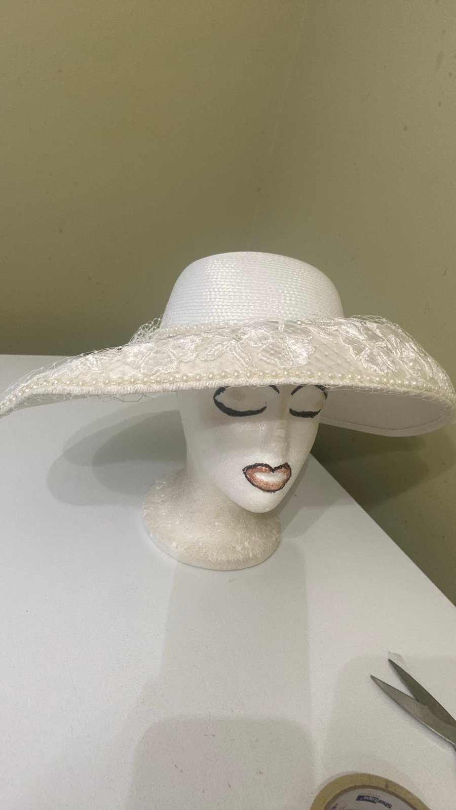 Beautiful White Dress/Church Hat by J F Y New York