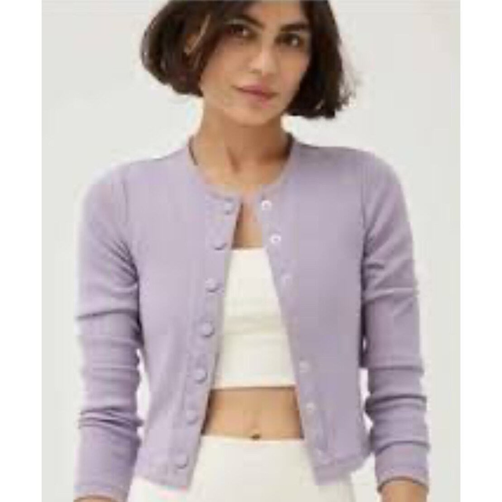 Outdoor Voices Women's Size Small CozyRib Cropped Cardigan Sweater Earl Grey NWT