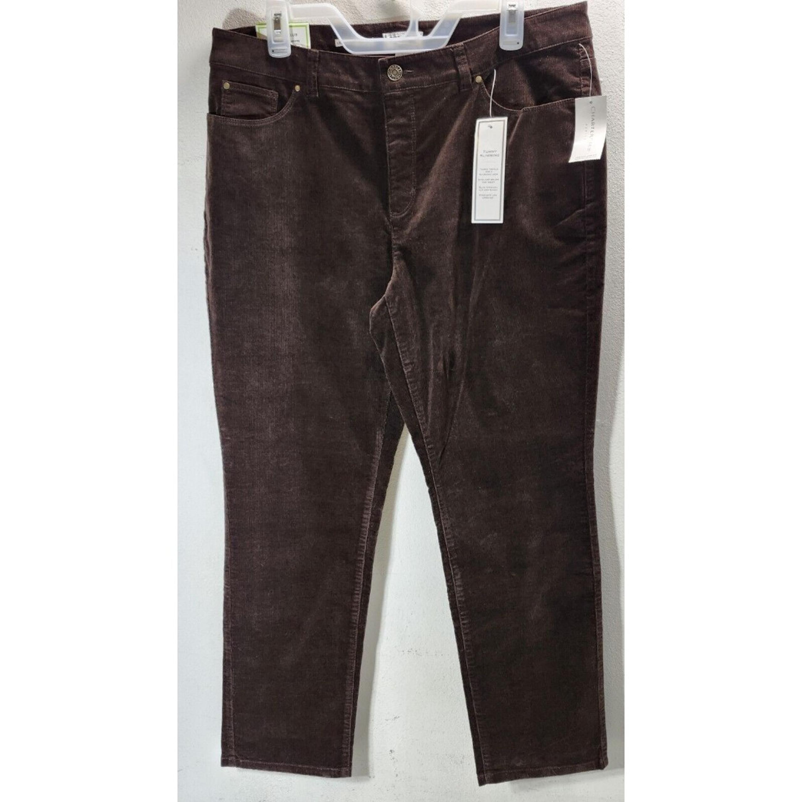Charter Club Lexington Straight Women's Size 16P Corduroy Pants Brown NEW